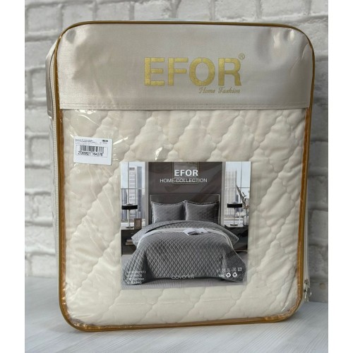 Покрывало ПВХ велюр (240*260) с наволочками кремовый KREM модель 2