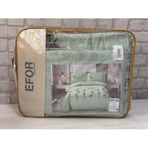 КПБ EFOR SATIN Эмилия (№3 РОЗА) с одеялом с вышивкой MINT минтоловый евро