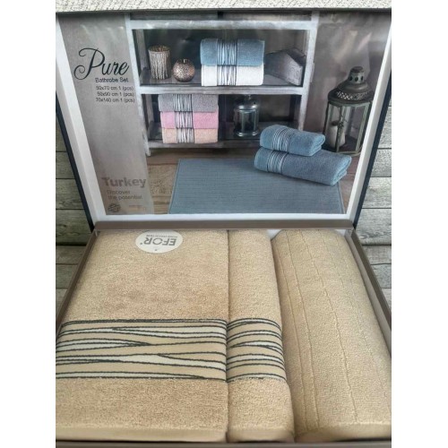 Набор полотенец EFOR из 3-х предметов (50*70;50*90;70*140) PURE бежевый (bej)