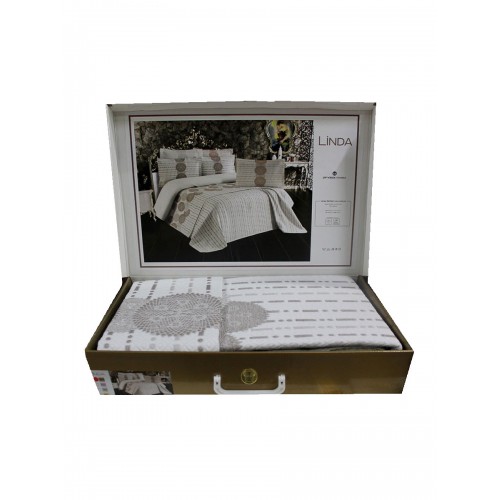 Покрывало EFOR гобеленовое двухстороннее LINDA (240*260) c наволочками кофейный