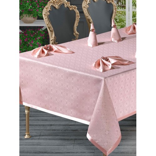 Скатерть EFOR KURDELEL? 160*220 8 салфеток (бабочка) пудровый