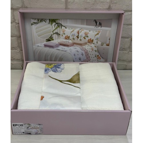 КПБ EFOR COTTONI с вафельным покрывалом 160*220, крем (АС-01)