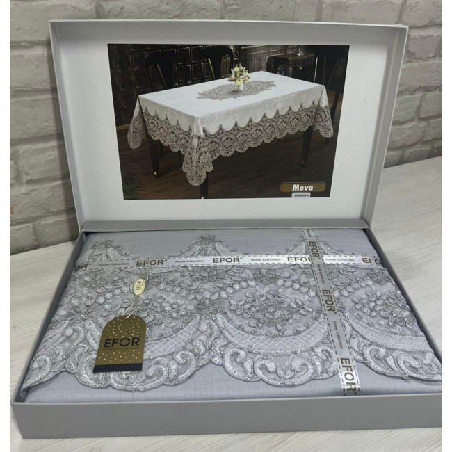 Скатерть EFOR MEVA GARDENYA 160*220 прямоугольная серый GRI