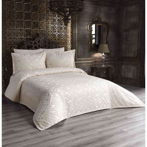 Покрывало EFOR Pique Bedspread SEZEN (240*260) с наволочками кремовый KREM