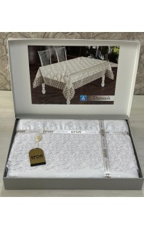 Скатерть EFOR DAMASK 160*220 гипюр белый BEYAZ