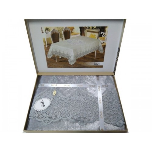 Скатерть EFOR INCI 160*300 прямоугольная серый GRI