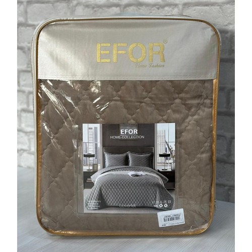 Покрывало ПВХ велюр (240*260) с наволочками кофейный KAHVE модель 2