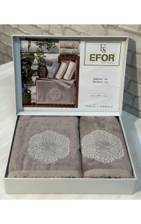 Набор полотенец EFOR из 2-х предметов (50*90 и 70*140) KANAVICE коричневый KAHVE