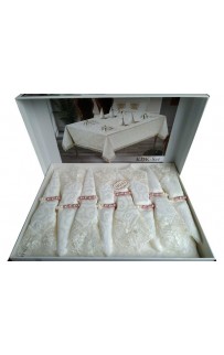 Скатерть EFOR KDK SET 160*220 8 салфеток- крем KREM