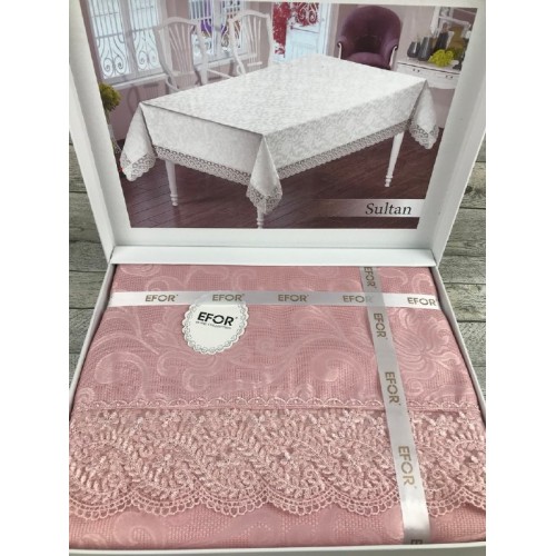 Скатерть EFOR SULTAN 160*350 прямоугольная пудровый