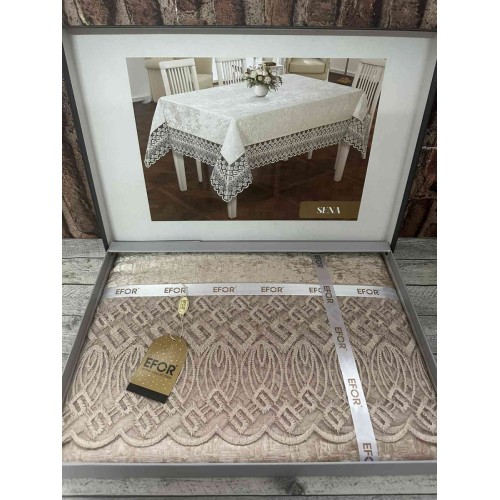 Скатерть EFOR SENA 160*220 прямоугольная капучино (S.KAHVE)