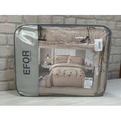 КПБ EFOR SATIN Эмилия (№3 РОЗА) с одеялом с вышивкой CAPPUCCINO капучино евро