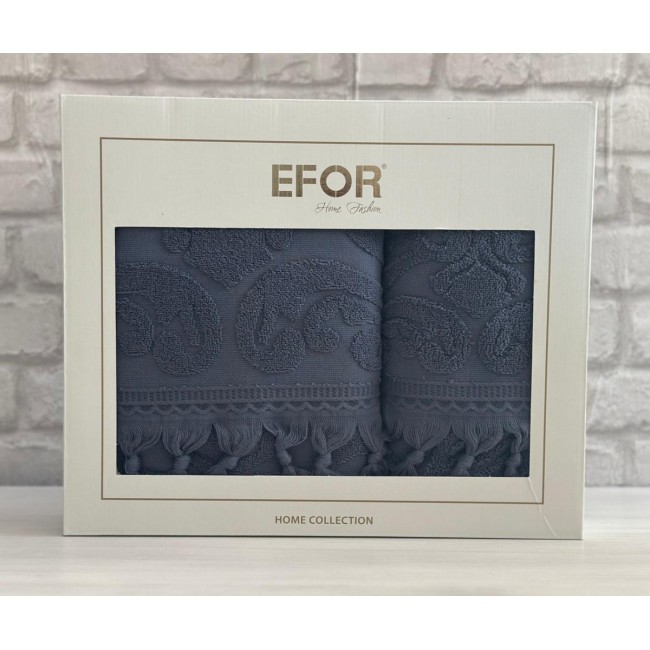 Набор полотенец EFOR из 2-х предметов (50*90.70*140) модель VASE NEW COTTONI (темно-синий) LACIVERT