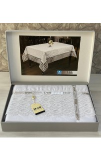 Скатерть EFOR MILA 160*220 прямоугольная белый BEYAZ