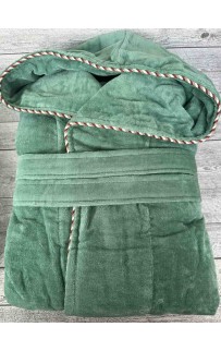 Халат EFOR UZUN махровый размер XXL зеленый с капюшоном