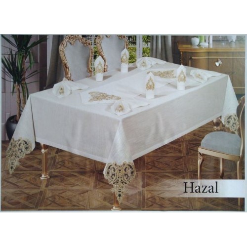 Скатерть EFOR HAZAL 160*220 прямоугольная с 8 салфетками кремовый