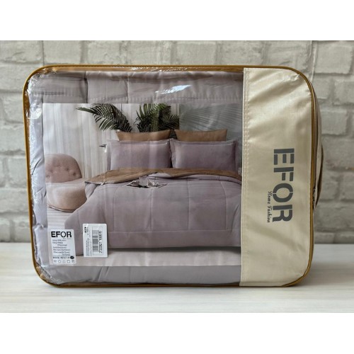 КПБ EFOR SATIN BEJ/LEYLAK с одеялом бежево-сиреневый евро