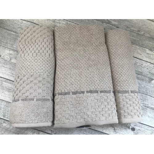 Набор полотенец PUPILLA MONET хлопок 3 шт (50*80,50*90,70*140) темно-бежевый