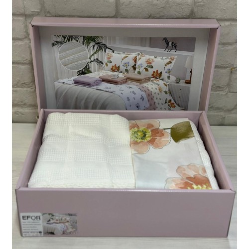 КПБ EFOR COTTONI с вафельным покрывалом 220*240, крем (АС-01)