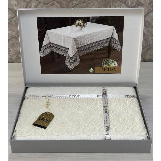 Скатерть EFOR MELISA 160*220 прямоугольная кремовый KREM