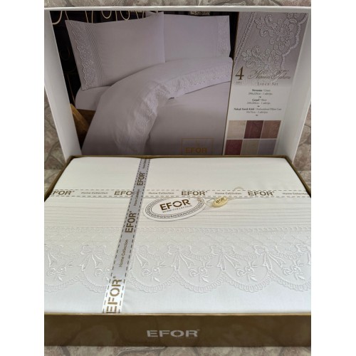 КПБ EFOR RANFORCE (AHSEN NG-44) белый гипюр евро