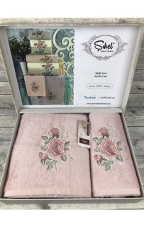 Набор полотенец SIKEL из 2-х предметов (50*90 и 70*140) GUL NAKIS PUDRA пудровый