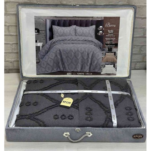Покрывало EFOR в сундучке BERRA 240*260 с наволочками (50*70) темно-серый (FUME)