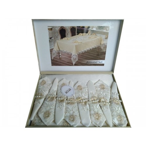 Скатерть EFOR ALMOND SET 160*220 8 салфеток- крем