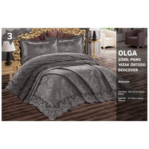 Покрывало EFOR с наволочками OLGA (265*275) темно-серый ANTRASIT