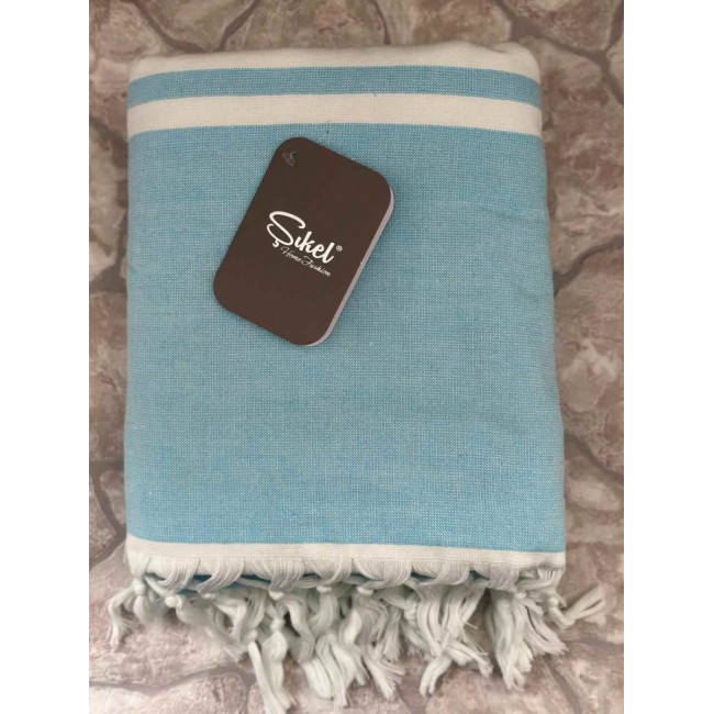 Пляжное полотенце пештемаль 100% хлопок Sultan синий (100*150)