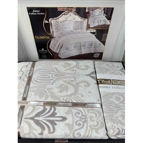 Покрывало MYBED OLIMPOS JAKAR COTTON 240*260 с наволочками (60*80) KAHVE/ кофейный