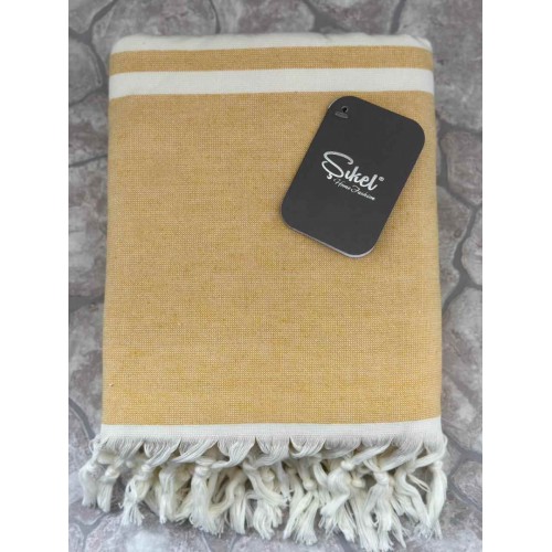 Пляжное полотенце пештемаль 100% хлопок Sultan желтый (100*150)