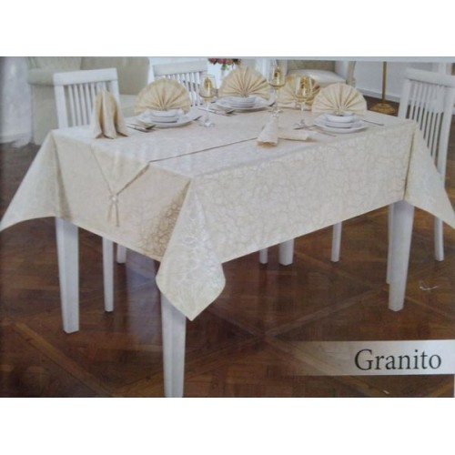 Скатерть EFOR GRANITO 160*220 8 салф ранер (капучино)