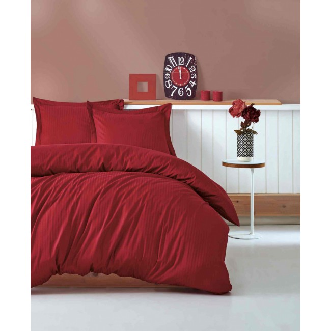 КПБ Cotton Box Saten Stripe (ELEGANT BORDO) евро