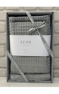 Набор вафельных полотенец EFOR из 2-х предметов (50*90 и 70*140) WAFFLE серый GRI коробка