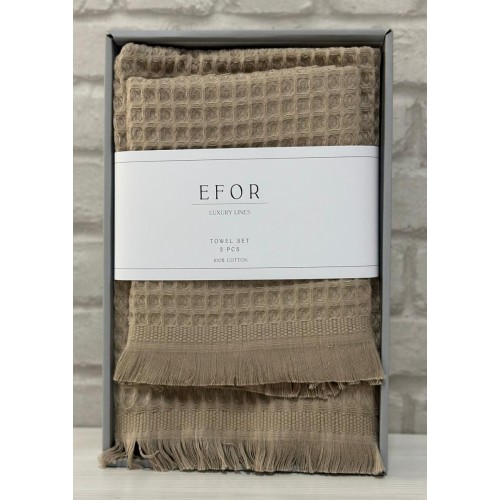 Набор вафельных полотенец EFOR из 2-х предметов (50*90 и 70*140) WAFFLE бежевый BEJ коробка