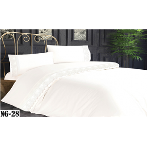 КПБ EFOR RANFORCE (RAIN NG-28) BEYAZ белый гипюр евро