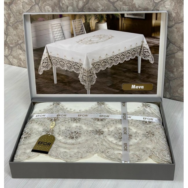 Скатерть EFOR MEVA GARDENYA 160*220 прямоугольная крем KREM