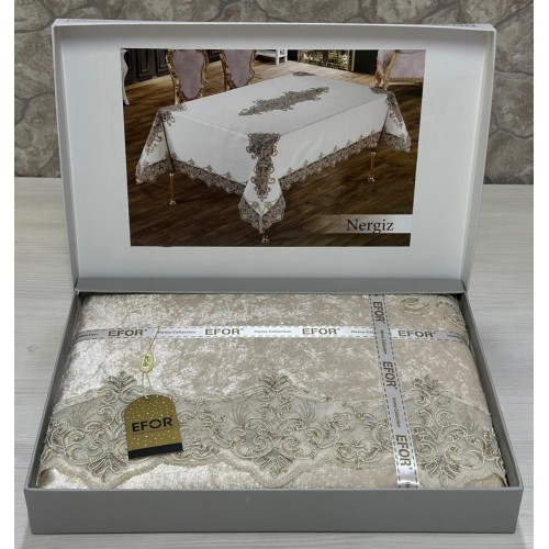 Скатерть EFOR NERGIS 160*220 прямоугольная капучино S.KAHVE