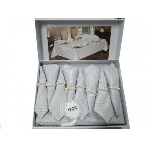 Скатерть EFOR NERENGA 160*220 8 салф ранер (серый)