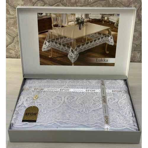 Скатерть EFOR LUKKA 160x220 прямоугольная (белый) BEYAZ