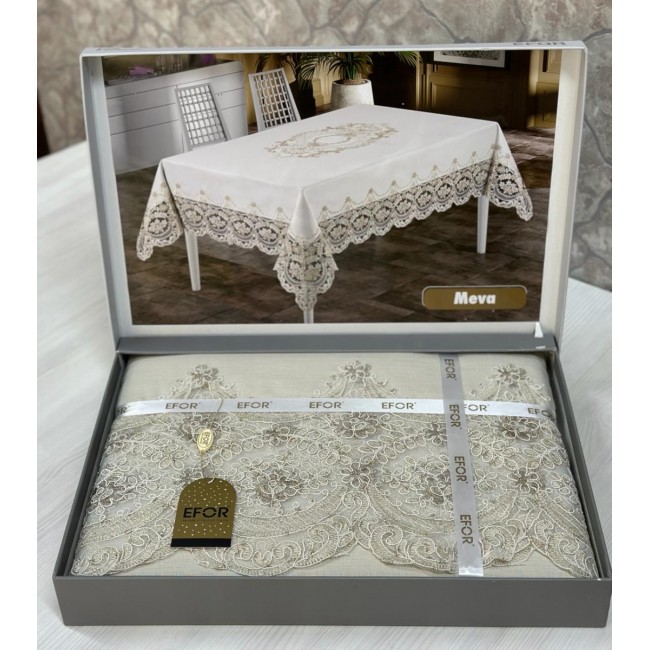 Скатерть EFOR MEVA GARDENYA 160*220 прямоугольная капучино S. KAHVE