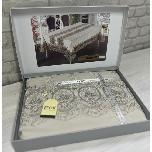 Скатерть EFOR NONA V1 GARDENYA 160*220 прямоугольная капучино S.KAHVE