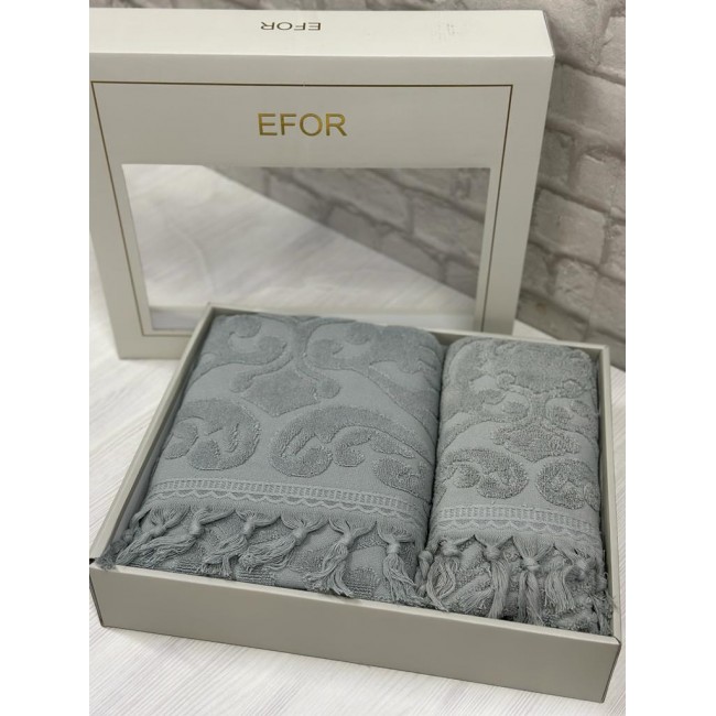 Набро полотенец EFOR из 2-х предметов (50*90.70*140) модель ELIZ (серый) GRI