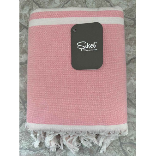Пляжное полотенце пештемаль 100% хлопок Sultan розовый (100*150)