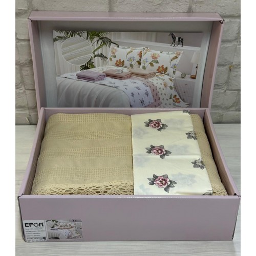 КПБ EFOR COTTONI с вафельным покрывалом 160*220, бежевый (АС-03)