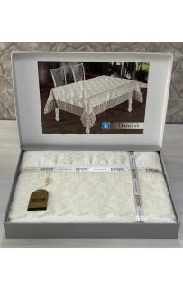 Скатерть EFOR DAMASK 160*220 гипюр кремовый KREM