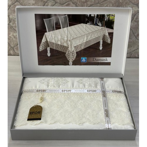 Скатерть EFOR DAMASK 160*220 гипюр кремовый KREM