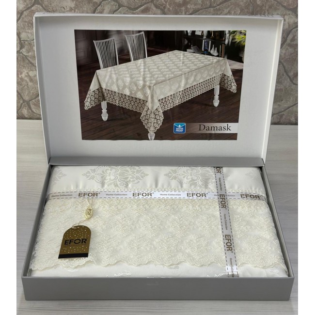 Скатерть EFOR DAMASK 160*220 гипюр кремовый KREM