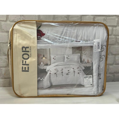 КПБ EFOR SATIN Эмилия (№3 РОЗА) с одеялом с вышивкой A.MAVI светло-голубой евро